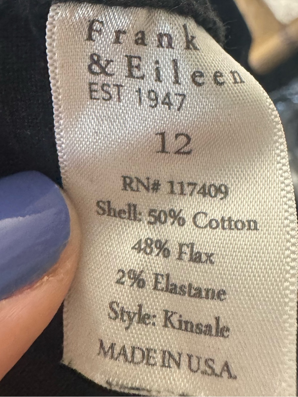 Frank & Eileen Kinsdale Pant Black Size 12 - Picture 5 of 5